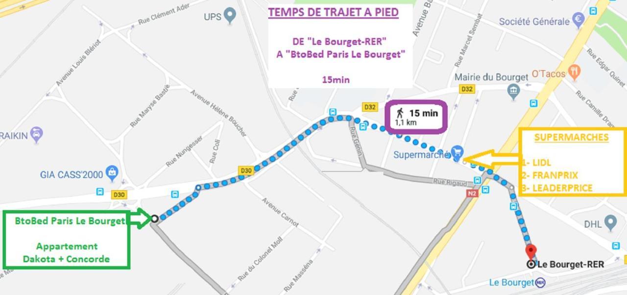 Btobed - Location Professionnelle - 2 Studios Confort - Proche Parc Des Expos Et Stade De France Le Bourget Zewnętrze zdjęcie